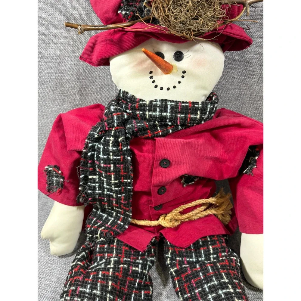 VTG Primitive Snowman Plush Doll 36